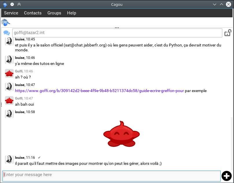 Cagou "chat" mode screenshot